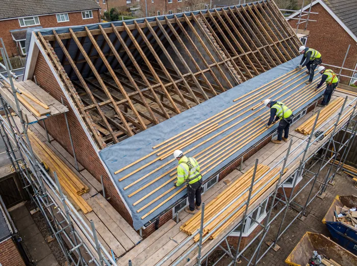 Roof stripped with new membrane and battens being fitted – Riverstone Roofing, Lincolnshire & Norfolk