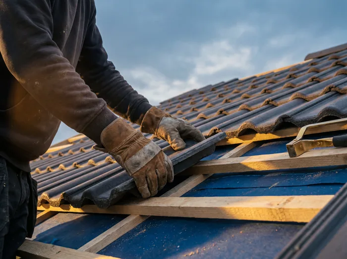 New roof tiles being laid in neat rows – Riverstone Roofing, Lincolnshire & Norfolk