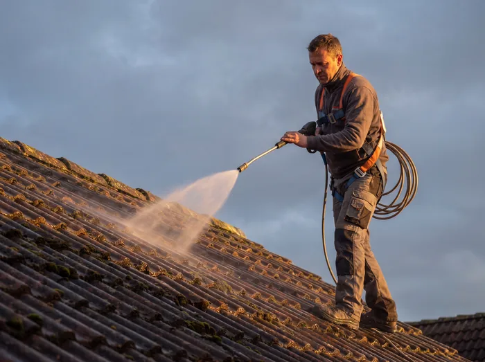 Soft-washing a roof – Riverstone Roofing, Lincolnshire & Norfolk