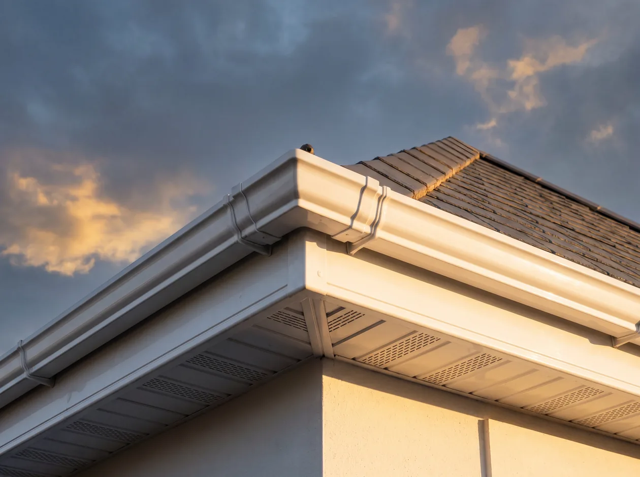 Crisp new white uPVC fascias, soffits and guttering by Riverstone Roofing